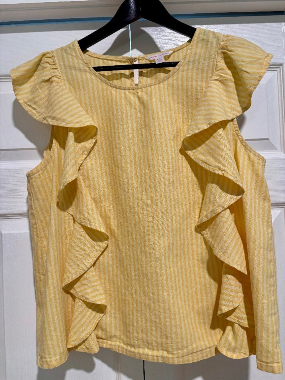 Joe Fresh x Jileen Harris Yellow Striped Ruffled Women's Top Size XL